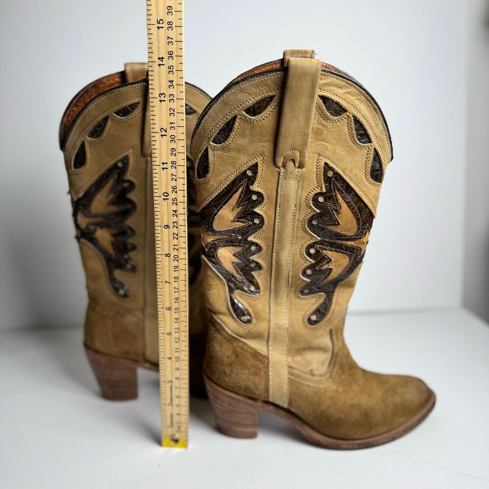Miss Capezio Western Cowboy Boots Womens 7M Brown Suede Leather USA Vintage Boho - Picture 12 of 14